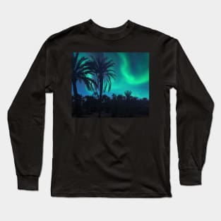 green sky, View of a green sky in a palm forest Long Sleeve T-Shirt